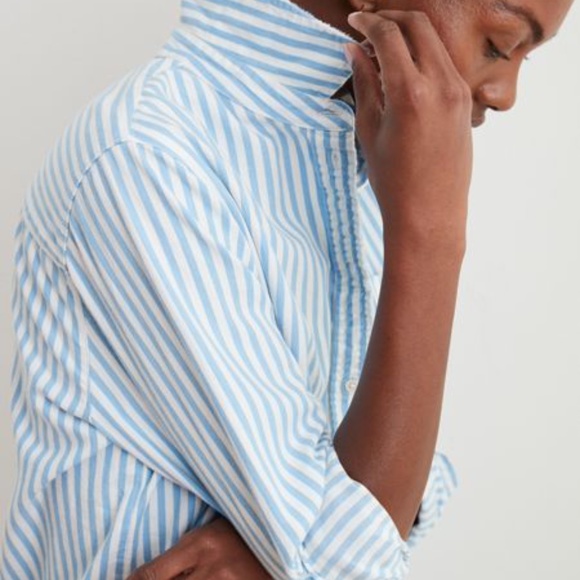 Aerie Blue and White Striped Button Down Shirt - Picture 2 of 3